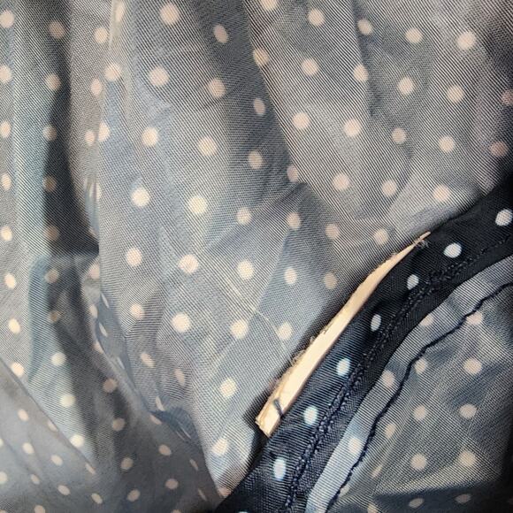 YFL Reserved Jacket Womens 38 US 8 Blue Polka Dot Packable Rain Coat Drawstring - Picture 7 of 11